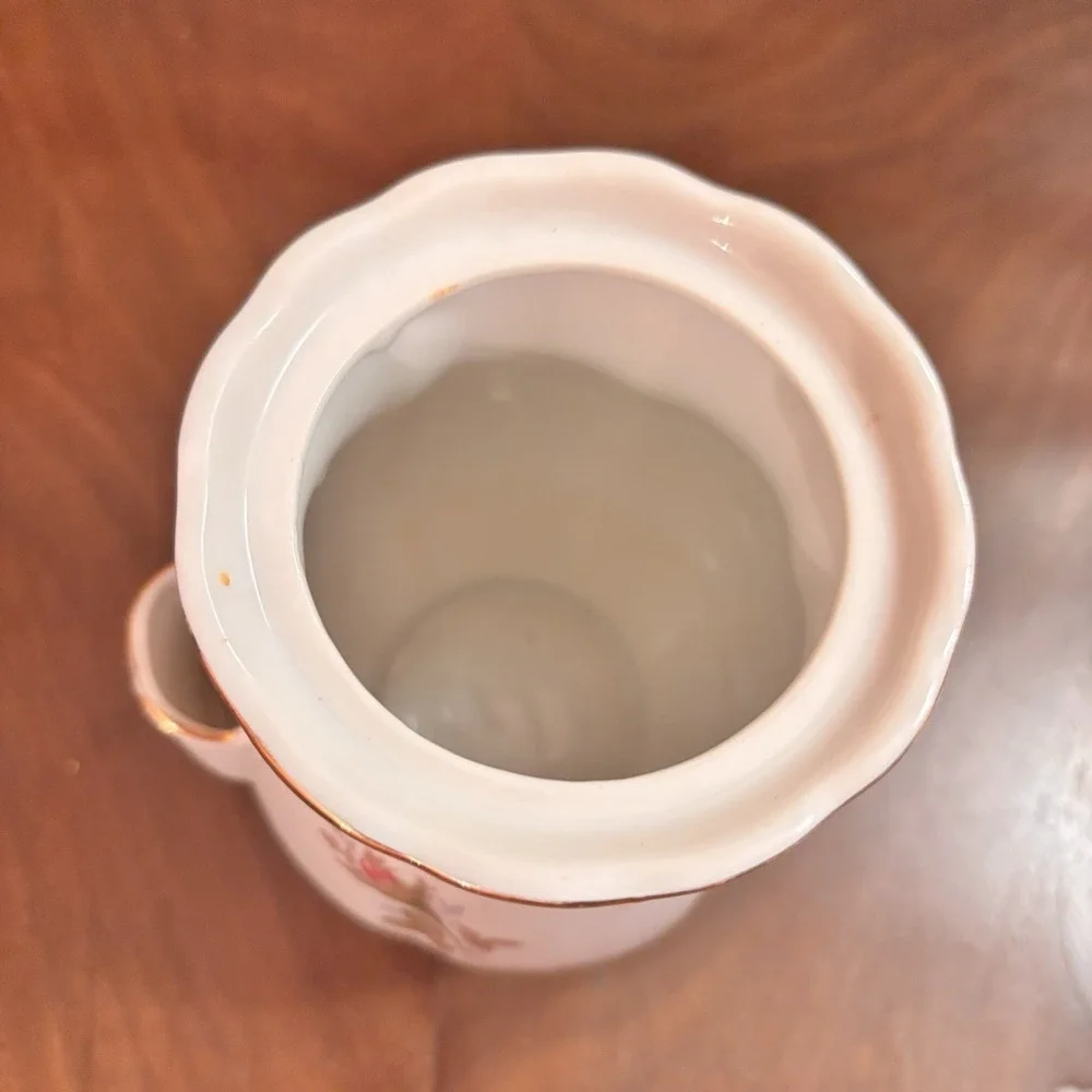 Vintage Betson's  Porcelain Instant Coffee Pot Jar w Lid Floral Gold Trim‎ Japan